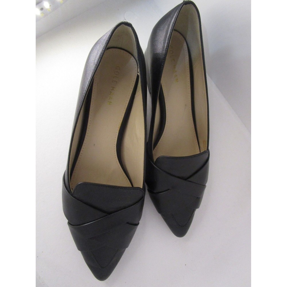 Cole Haan Women CAMILA Skimmer Black Leather 5 Slip On Pointy-ADDED HEIGHT NWOT